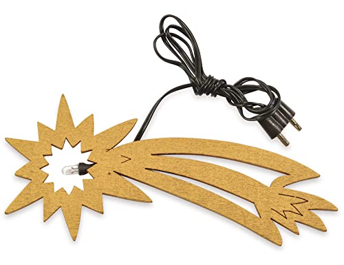 Riffelmacher & Weinberger LED Komet aus Holz 12cm mit 4.5V Anschluss 78296 | Gold - Krippenzubehör Bethlehemstern Kometenschweif Beleuchtbar Weihnachtskrippe von Riffelmacher & Weinberger