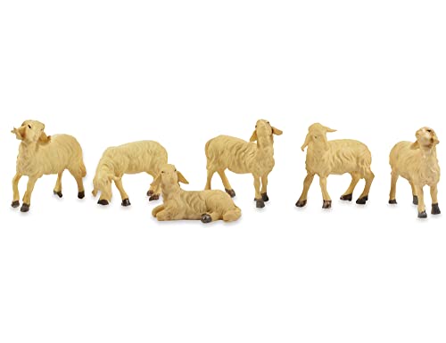 er Sheep Set of 6 12 cm Nativity Figurines Cream White 78037 Accessories Christmas Nativity Scene Model Railway Animals Lambs von Riffelmacher & Weinberger