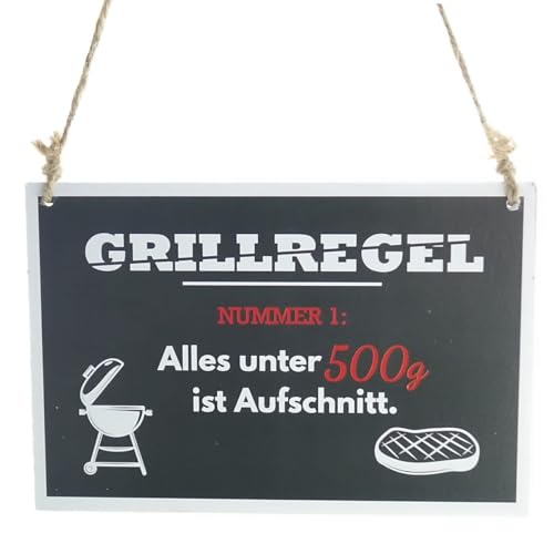 Riffelmacher BBQ-Schild Grillregel schwarz zum Hängen 18 x 12 cm - Holz von Riffelmacher