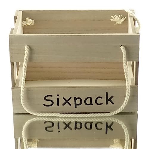 Riffelmacher Flaschenkasten mit Henkel "Sixpack" Holz Natur 23 cm x 14 cm x 15 cm von Riffelmacher