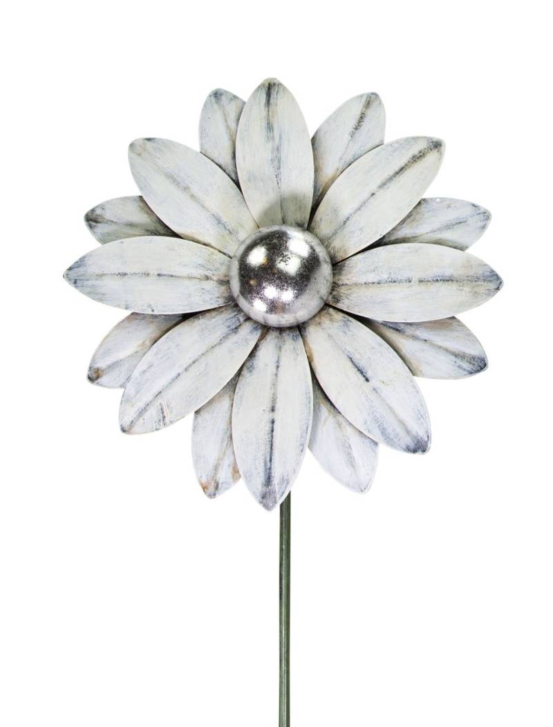 Riffelmacher Gartenstecker Blüte weiß aus Metall 20 x 6 x 80 cm von Riffelmacher
