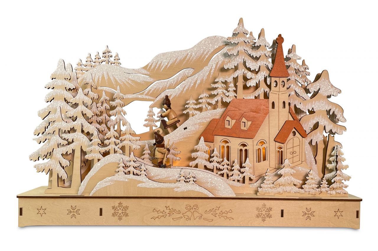 Riffelmacher Kirche mit Schlittenbahn mit LED aus Holz 44 x 8 x 29 cm Riffelmacher Kirche mit Schlittenbahn mit LED aus Holz 44 x 8 x 29 cm von Riffelmacher