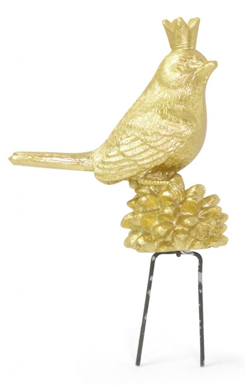 Riffelmacher Vogel auf Zapfen mit Kranzhafte gold, 6 x 3 x 10 cm von Riffelmacher