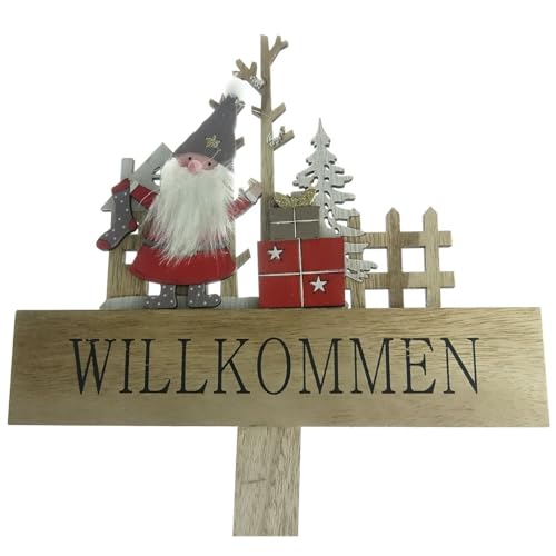 Riffelmacher Weihnachtlicher Willkommens-Stecker mit Schriftzug 73 cm aus Holz von Riffelmacher