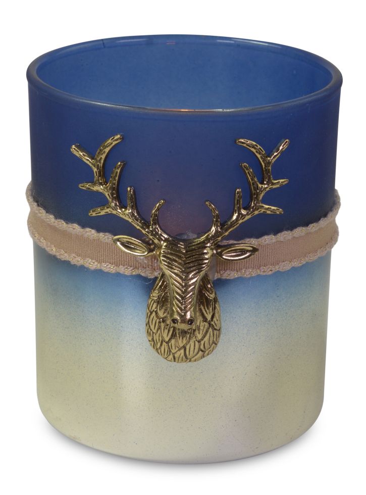 Riffelmacher Windlicht aus Glas mit Hirschkopf 6 x 8 cm von Riffelmacher