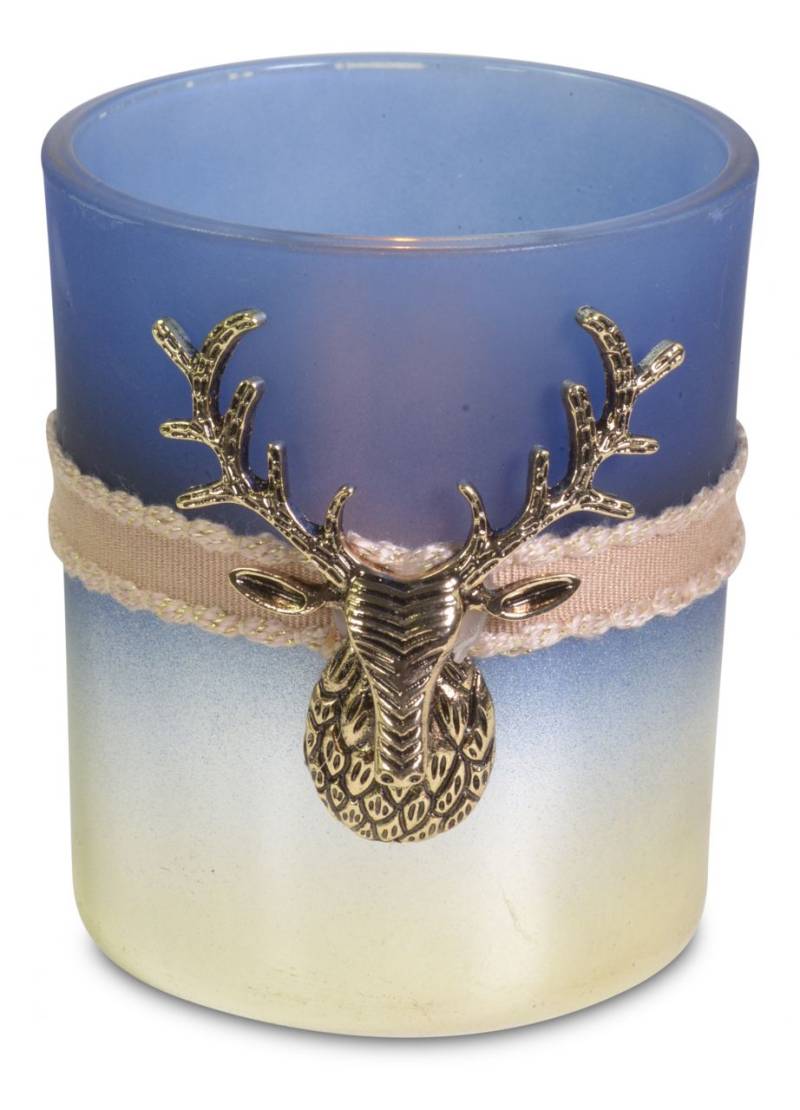 Riffelmacher Windlicht aus Glas mit Hirschkopf 7 x 8,3 cm von Riffelmacher