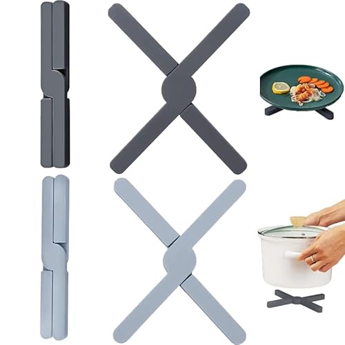Rifrpha 4 Stück Topfuntersetzer Silikon Klappbar Zusammenklappbare Silikon-untersetzer Topfuntersetzer Zusammenklappbar Silikon Topfuntersetzer Hitzebeständig von Rifrpha