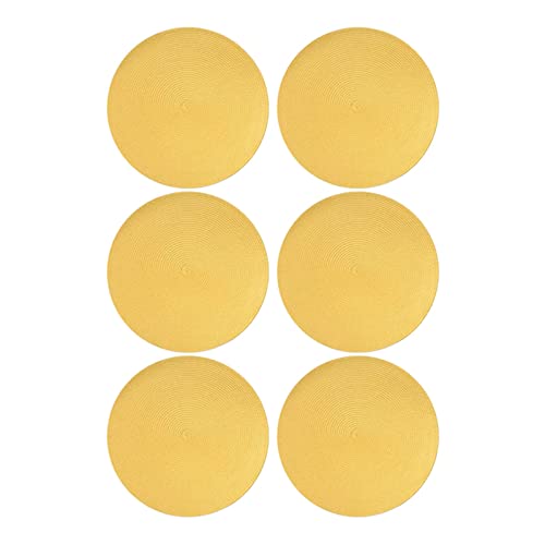# 6 x gelbes, rundes, gewebtes Tischset aus Polypropylen (Yellow, One Size) von Rifuli