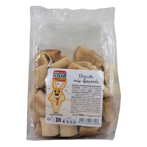 Riga - Gefüllte Kekse Mix – Leckerli für Hunde – knusprige und leckere Kekse – Vegetarische Kekse – fettarm – 500 g Riga - Gefüllte Kekse Mix – Leckerli für Hunde – knusprige und leckere Kekse – Vegetarische Kekse – fettarm – 500 g von Riga