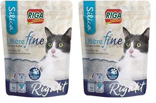 Riga - Rigalit Feinkörnig - Hyperabsorbierendes Katzenstreu Mineralischen Ursprungs - Silica-Gel - Feine Körnung - Geruchsabsorbierend - Bakterienhemmend 1.6 kg (2er Pack) von Riga