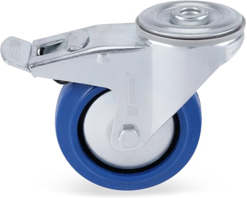 Riggatec Lenkrolle mit Bremse und runder Montageplatte 100mm BLUE WHEEL von Riggatec