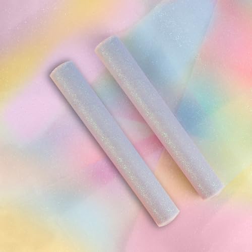 Rigidstone 2 Stück Regenbogen Tüll Dekostoff üTllband Tischläufer, 30CM x 9M Tischläufer Regenbogen Glitzer Tüllstoff, Tischband für Party, Hochzeitsdekoration von Rigidstone