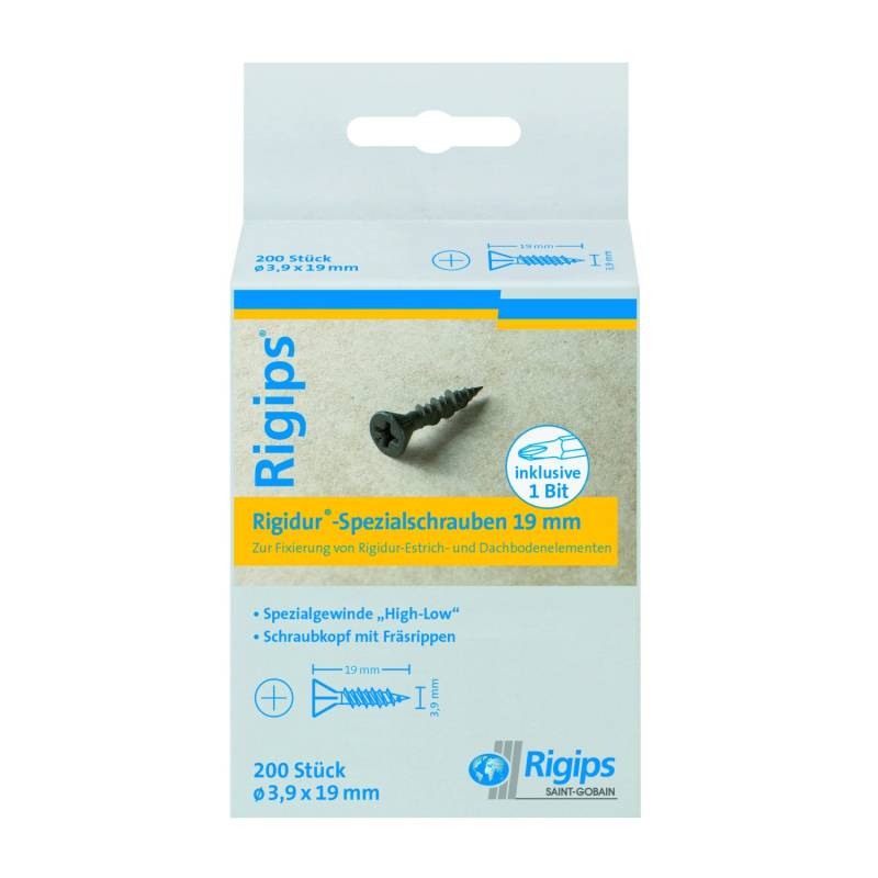 Rigidur Schnellbauschraube 3,9 x 19 mm a 200 St. Typ UMN nach EN 14566 aus Stahl von Rigips