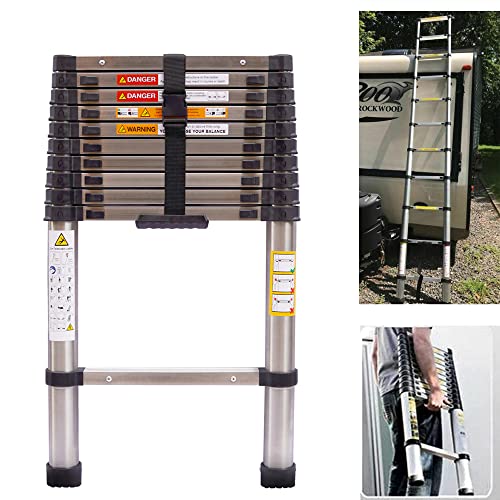 3,8m Teleskopleiter 12,5FT Edelstahl Leiter Ausziehbar Ausziehleiter Rutschfesten Stehleiter Anlegeleiter 12 Sprossen Tragbare Mehrzweckleiter Robust Loftleiter 330LB/150KG Tragkraft EN131 3,8m Teleskopleiter 12,5FT Edelstahl Leiter Ausziehbar Ausziehleiter Rutschfesten Stehleiter Anlegeleiter 12 Sprossen Tragbare Mehrzweckleiter Robust Loftleiter 330LB/150KG Tragkraft EN131 von Rigogo