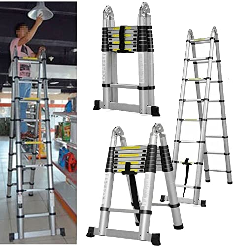 Teleskopleiter 1,9M + 1,9M Mehrzweck-Klappbare Aluminium-Teleskopleiter Ausziehbare tragbare Loftleiter Klappbare Leiter mit EN131 und CE-Norm Verlängerungsleiter im Dachgeschoss verwendet Teleskopleiter 1,9M + 1,9M Mehrzweck-Klappbare Aluminium-Teleskopleiter Ausziehbare tragbare Loftleiter Klappbare Leiter mit EN131 und CE-Norm Verlängerungsleiter im Dachgeschoss verwendet von Rigogo