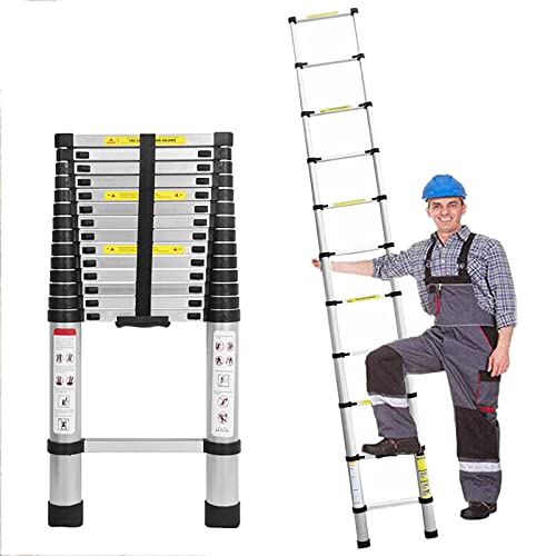 Teleskopleiter 2,6m Klappleiter Aluminium Leiter, Ausziehbar Schiebeleiter, Rutschfester Aluleiter Mehrzweckleiter Ausziehleiter, 150kg Tragkraft, EN131 von Rigogo