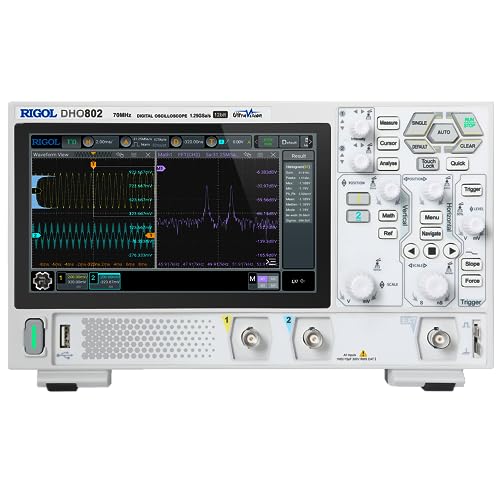 RIGOL DHO802 Tragbares digitales Oszilloskop, 70MHz Bandbreite, 2 analoge Kanäle, 12bit vertikale Auflösung, niedriges Grundrauschen, Unterstützung für mobile Netzteile von Rigol