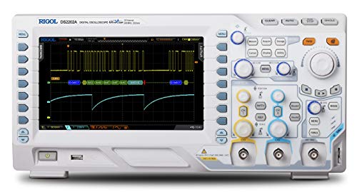 RIGOL DS2202A Digitales Oszilloskop, 200MHz Bandbreite, 2 Analogkanäle, 56Mpts Speichertiefe, 2G Sa/s Abtastrate, I2C, SPI, RS232, CAN Decoder als Standard von Rigol