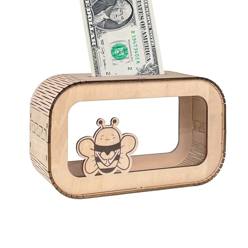 DIY Spardose Holz mit Bienendesign und transparenter Acrylscheibe, sicher und einfach zu montieren - Lustige Spardos von RihanCurvy