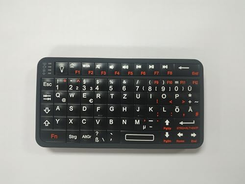 Rii Mini-Bluetooth-Tastatur, tragbare drahtlose mit Hintergrundbeleuchtung, wiederaufladbare Mini-Tastatur für Smart TV/Android TV Box/Smartphone/HTPC/IPTV, Schwarz(Upgrade-TypeC) von Rii