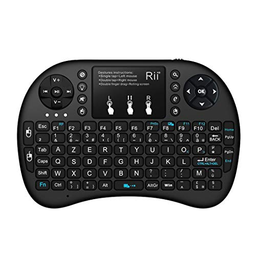 Rii i8+ 2.4Ghz LED Backlit Mini Wireless Keyboard with Touch Pad (FRA Layout - AZERTY) von Rii