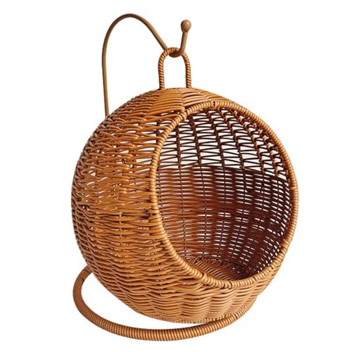 Riiichflowshop Katzenkorb aus Rattanimitat Hängemattenbett zum Aufhängen für kleine Räume bequemes kleines Katzennest für drinnen und draußen von Riiichflowshop