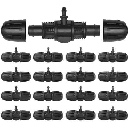 Riisoyu 15 Stk Micro Drip Bewässerung Verbinder, 1/2 Zoll auf 1/4 Zoll Reduzierstück Gartenbewässerung Barbed Tee T-Anschluss Anti-drop Reduzier Connector für Tropfschlauch Bewässerungsarmaturen von Riisoyu