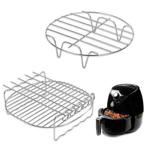 Riisoyu 2 Stück Heißluftfritteuse Zubehör, Air Friteuse Grill Heißluftfritteuse Grillrost mit 4 Spießen Edelstahl Airfryer Grillpfanne 17,7cm Grillrost aus Edelstahl 304 Fit 3,5-5,8QT Riisoyu 2 Stück Heißluftfritteuse Zubehör, Air Friteuse Grill Heißluftfritteuse Grillrost mit 4 Spießen Edelstahl Airfryer Grillpfanne 17,7cm Grillrost aus Edelstahl 304 Fit 3,5-5,8QT von Riisoyu