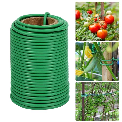 Riisoyu 3,5 mm x 20 m Grüner Gartendraht, Pflanzendraht Gummiert Bindedraht Ummantelt Dicke Pflanzen Draht Weich Pflanzendrehbinder Drähte Pflanzenbinder für Gartenarbeit Kletterpflanzen Blumen von Riisoyu