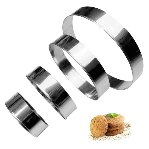 Riisoyu 4 Stück Ausstechformen rund, Edelstahl Ausstechformen Ring Circle Cookie Cutter Ringe Keksformen Edelstahl Circle Cookie Cutter für Plätzchen Keks Kekse Gebäck von Riisoyu