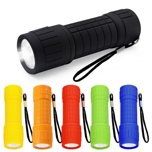 Riisoyu 6 Stück Mini LED Taschenlampe, COB-LED kleine Kinder Taschenlampe Handlampe mit Lanyard Silikonbeschichtung für Camping Outdoor Wandern Notfälle Kindergeburtstag Geschenke von Riisoyu
