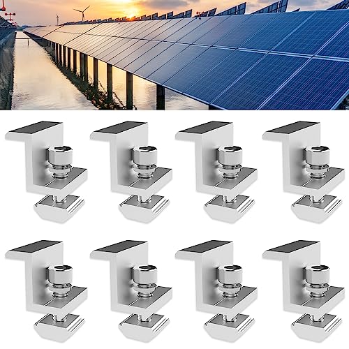 Riisoyu 8 Stück Solarmodul Halterung Endklemme Kit, 30mm Solar Panel Randklemme Halterungen Verstellbare Solar Panel Z Halterungen mit Muttern Und Schrauben für Wohnmobile, Boote, Dächer, Wände von Riisoyu