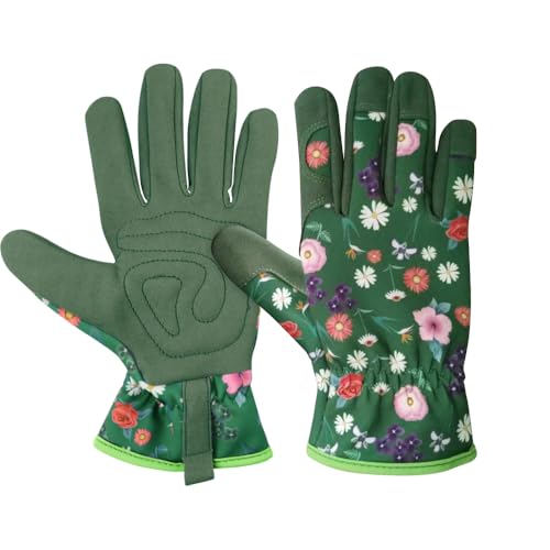 Riisoyu Gartenhandschuhe Damen, Mikrofaser Sicherheitshandschuhe Durchstichsichere Arbeitshandschuhe für Rosenschnitt Atmungsaktiv Gartenarbeitshandschuhe für Hof Reinigung Pflücken Pflanzen Größe M von Riisoyu