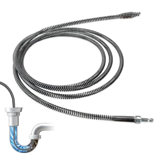 Riisoyu Universal Rohrspirale Abflussspirale, 3m x 10mm Rohrreinigungsspirale Rohrreiniger Spirale Abflussreiniger Rohrreinigungswelle mit Elektrischen Adaptern Spirale Küche Spülbecken Kanal von Riisoyu