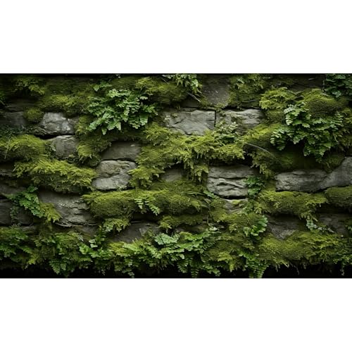 Rock Wall Aquarium-Hintergrund, Innenwand verziert mit üppigem grünem Moos, Aquarium-Hintergrund, Steinmauer, Reptilien-Tank-Hintergrund, Moos mit Steinmauer, Reptilien-Lebensraum von Riivvdise