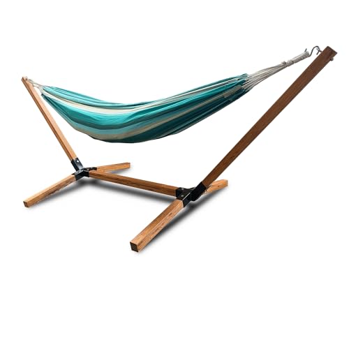 Rijoka Hängematte mit Gestell – Gartenliege mit Holzständer – 150kg Belastung – 270x100x95cm Rijoka Hängematte mit Gestell – Gartenliege mit Holzständer – 150kg Belastung – 270x100x95cm von Rijoka