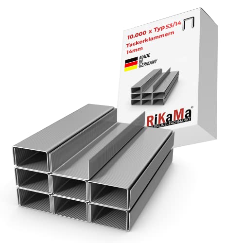 RIKAMA® 6000 Stück Tackerklammern - Typ 53 | Länge: 14 mm Breite: 11,3 mm | verzinkt | Maße 14/11,3 | Tacker-Klammern | Heftklammern von Rikama