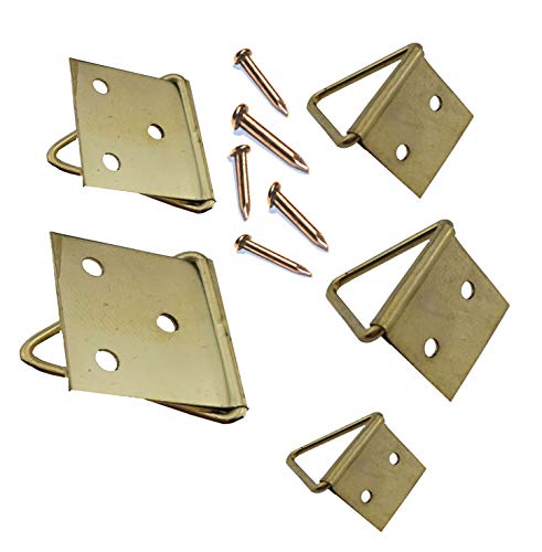 RIKAMA – Goldenes Bilderklappösen Set inklusive Nägel zur Aufhängung von Bildern, Fotos, Leinwänden und Rahmen – 100 Bilderhaken in den Größen 20x10mm, 24x12mm, 28x14mm, 32x16mm und 40x20mm von RiKaMa ONLINEVERSAND AUS EINER HAND