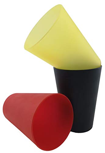Rikama 9 Plastik Trinkbecher 0,4 l - schwarz/rot/gelb - Mehrwegtrinkbecher | Becher | Partybecher von Rikama