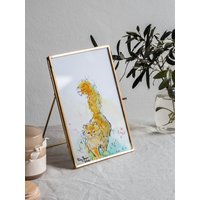 Cat Red Fluffy Cat Art For Owners Rote Katze Frühling Aquarell Spring Watercolor Print von RikeBayerArt