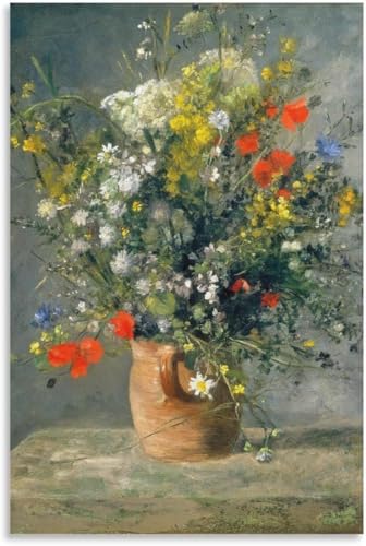Blumen in einer Vase von Pierre-Auguste Renoir Leinwand Wandkunst Retro Malerei Pierre-Auguste Renoir Drucke und Poster für Wohnkultur 40x65cm rahmenlos von Rikin Liuff