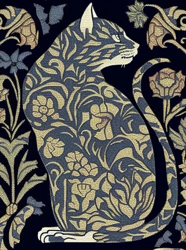 Rikin Liuff William Morris Katze Poster William Morris Tier Blume Wandkunst Retro Leinwand Gemälde William Morris Drucke für Wohnkultur Bild 40x60cm Kein Rahmen von Rikin Liuff