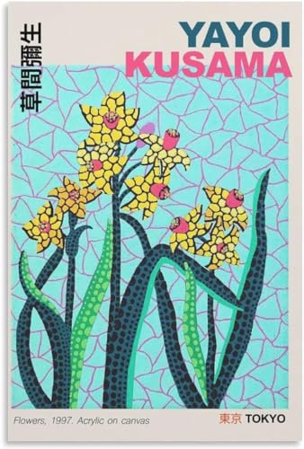 Rikin Liuff Yayoi Kusama Poster Gelbe Blumen Leinwand Wandkunst Yayoi Kusama Drucke Yayoi Kusama Malerei für Zuhause Wanddekoration Bild 50x70cmx1 Kein Rahmen von Rikin Liuff