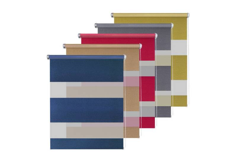 Doppelrollo Metallic MON, Grau, 75x150cm - Duo-Rollo, Rikmani, Klemm- oder Schraubmontage, Moderne Optik, Klemm- oder Schraubmontage, Sicht- und Sonnenschutz von Rikmani