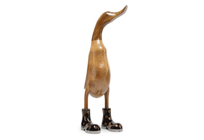 Rikmani Dekofigur Holzfigur Ente Stiefel - Handgefertigte Dekoration aus Holz Geschenk, 3 Holzarten von Rikmani