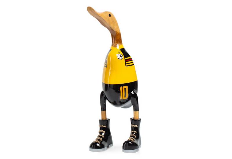 Rikmani Dekofigur Holzfigur Ente Stiefel - Handgefertigte Dekoration aus Holz Geschenk, 3 Holzarten von Rikmani