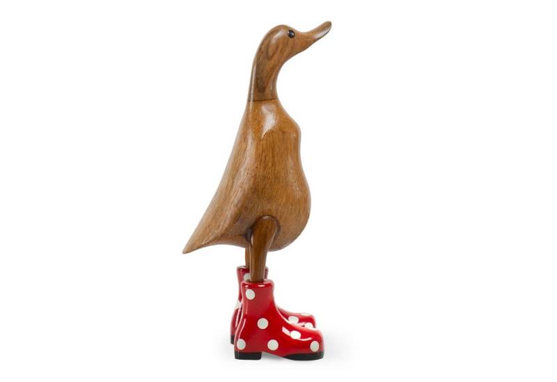 Rikmani Dekofigur Holzfigur Ente Stiefel - Handgefertigte Dekoration aus Holz Geschenk, 3 Holzarten von Rikmani