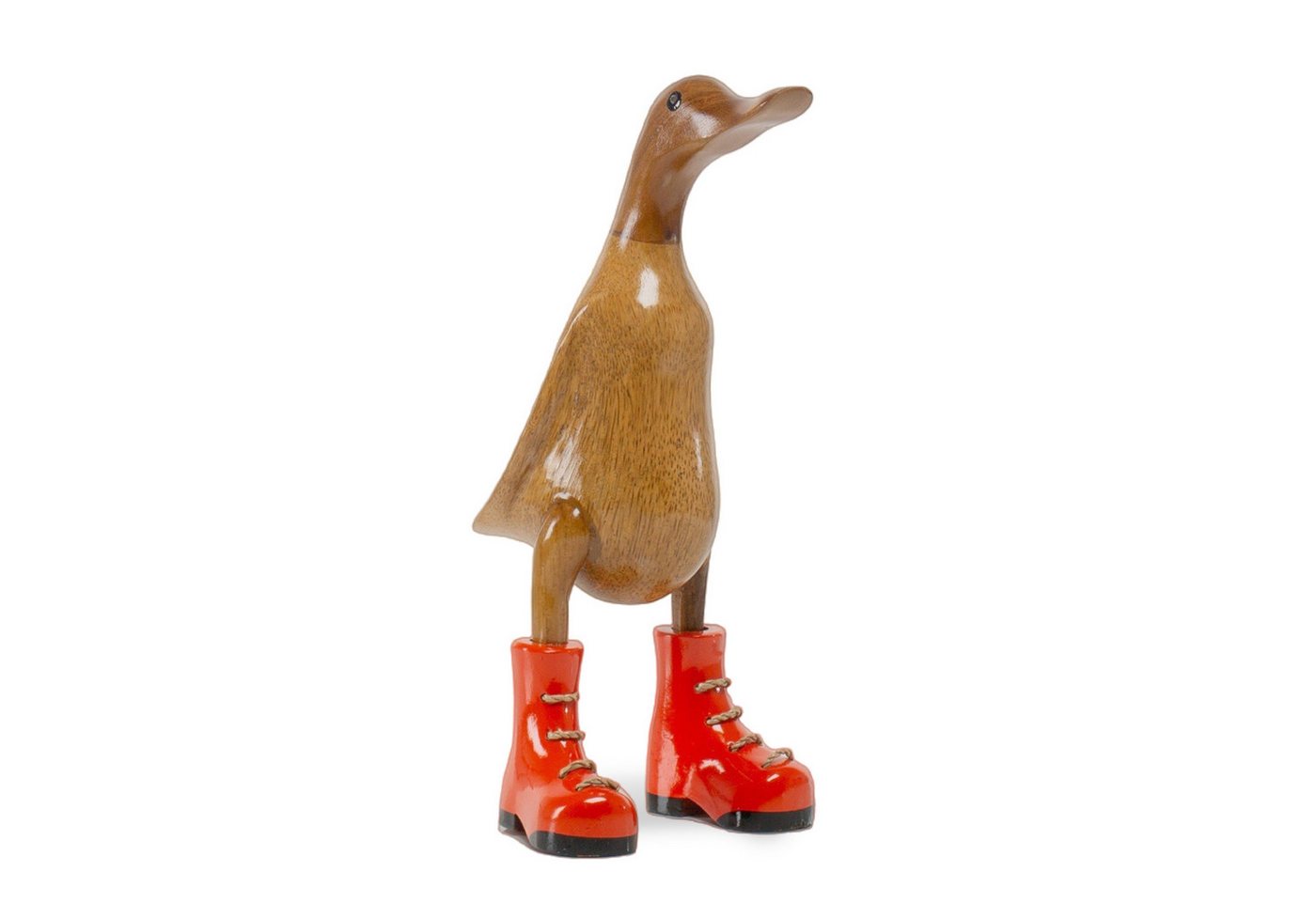 Rikmani Dekofigur Holzfigur Ente Stiefel - Handgefertigte Dekoration aus Holz Geschenk, 3 Holzarten von Rikmani