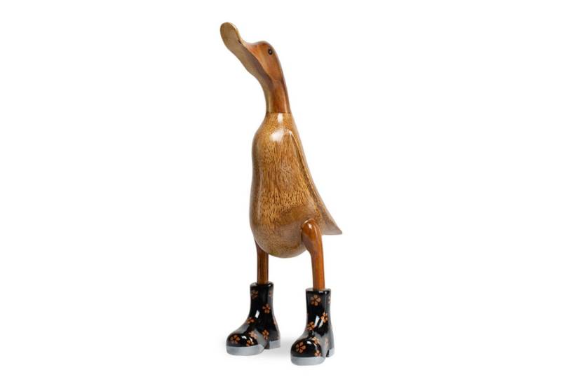 Rikmani Dekofigur Holzfigur Ente Stiefel - Handgefertigte Dekoration aus Holz Geschenk, 3 Holzarten von Rikmani