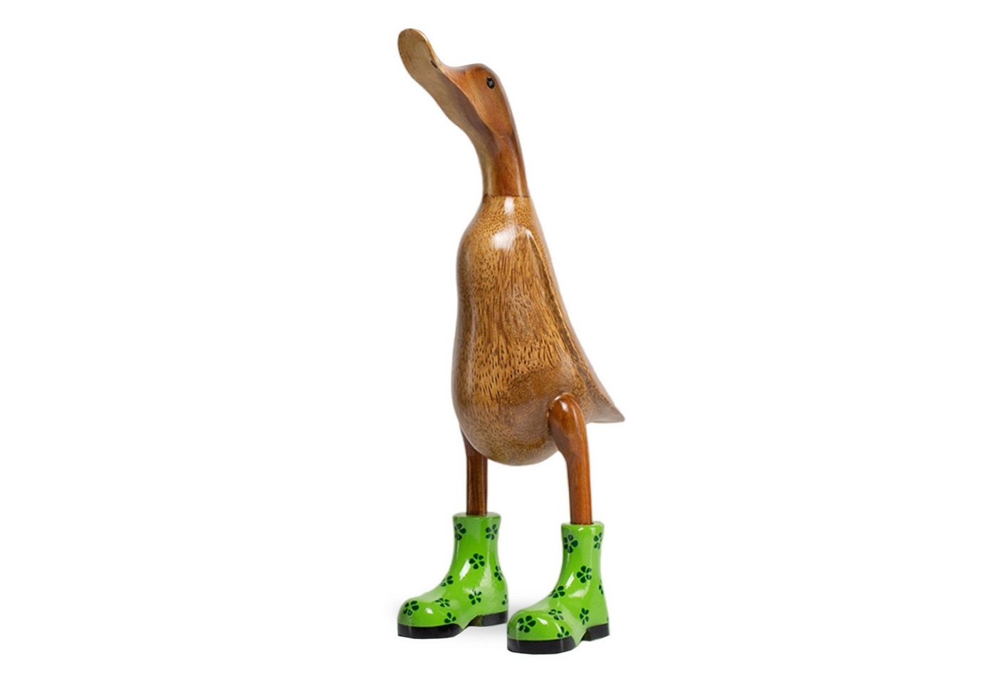 Rikmani Dekofigur Holzfigur Ente Stiefel - Handgefertigte Dekoration aus Holz Geschenk, 3 Holzarten von Rikmani